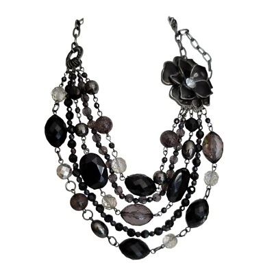 Colar NY & Co. Black Brad Flower Multi Strand, 18,5" de comprimento - Imagem 1 de 4