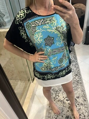 Blusa Chico's Mujer 3 Xl Negra Verde Llave Griega Floral Kimono Manga Corta Foto 1 de 4