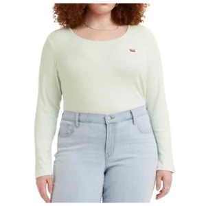 Levi's Size 3X Ribbed Round Neck Top Striped Pastel Green White NWT - Picture 1 of 1