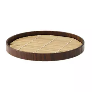 Japanese  traditional Natural wood and Bamboo Soba plate Lacquered Round KEYUCA - Picture 1 of 4