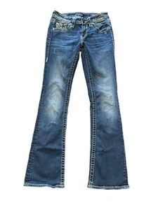Vigoss Chelsea Bootcut Jeans Classic Fits 27 X29.5 Embroider Pockets Medium Wash - Picture 1 of 11