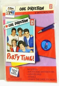   ID  --ONE DIRECTION   8- INVITATIONS WITH ENVELOPES-  PARTY SUPPLIES - Picture 1 of 2
