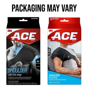 ACE Brand Sport Shoulder Hot / Cold Wrap, Adjustable, Black, 1 Wrap, 2 Gel Packs - Picture 1 of 14