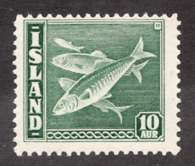 Isla Islandia 1940 Sc# 221 - 10 aur, vida marina, pez arenque. MNH Cv$115 Foto 1 de 1