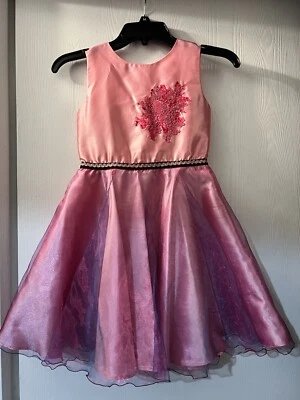 Girls Dress Size M (128cm) Pink Flower - Image 1 of 4