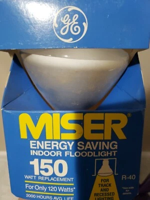 Vintage GE Miser R40 Blue Flood Light Bulb Indoor 150W - Image 1 of 4