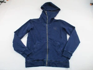 G Star Raw Indigo Tunnel Hooded Vest Jacket Mens Medium Blue Solid Zip - Picture 1 of 13