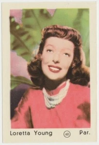 LORETTA YOUNG 1952 Maple Leaf Gum Film Star PAPER STOCK Trading Card #60 E3 - Picture 1 of 2