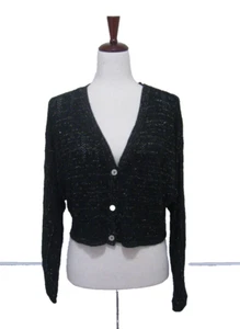 Vintage Cropped Cardigan sz M Black Sparkle Bolero - Picture 1 of 7