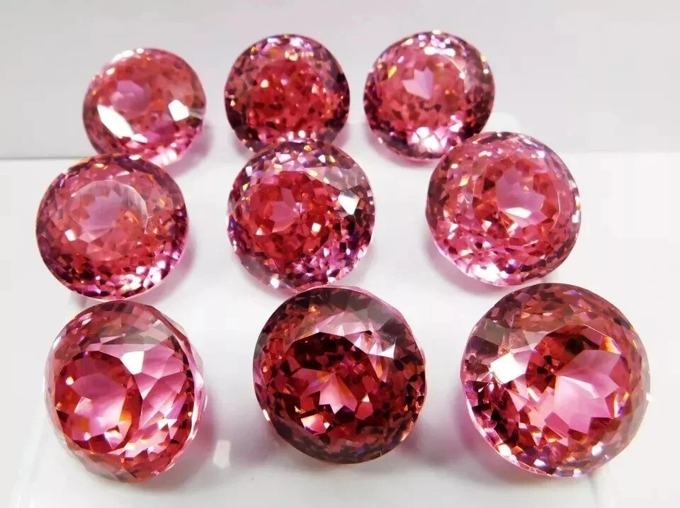 514 Ct+ Natural Round Cut Cambodian Pink Zircon Loose Gemstone GIE Certified LOT - Image 1 of 4