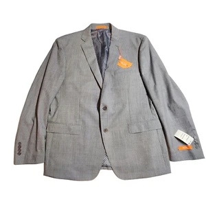 NWT Tallia Men's Size 46R Gray Slim-Fit 100% Wool Blazer Suit Sport Coat Jacket - Picture 1 of 11