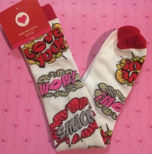 *NWT*Women's/Ladies Knee High Socks Valentine's Love You! Smack💋Wow! SZ: 4-10 - Picture 1 of 7