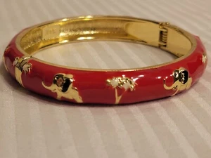 (TOLL!) Vintage JTF Elefant Rot Emaille Armreif Armband - Bild 1 von 8