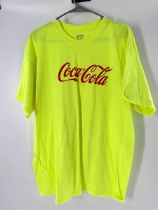 Coca Cola Company Neon Green Graphic Logo Crew Neck Tee Men's Extra Large. - Picture 1 of 6