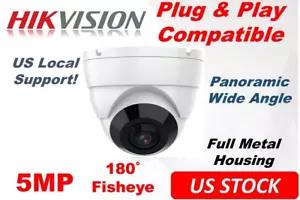 5MP PoE IP Fisheye 180° Panoramic Ultra Wide Viewing Angle Dome Camera w/Mic - Picture 1 of 8