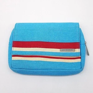 Jantaminiau Clutch Handtasche Kosmetiktasche blau rot gestreift - Bild 1 von 8