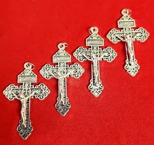 Crocifisso ciondolo croce CRISTIANA CATTOLICA con Sacro Cuore, lotto di 4 spedizione gratuita - Foto 1 di 6