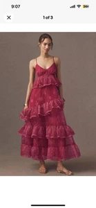 Nuevo Vestido ANTHROPOLOGIE LET ME BE Talla M Sin Mangas Transparente en Niveles Midi - Imagen 1 de 3