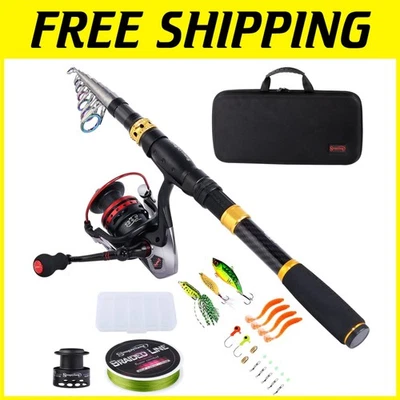 Lightweight 1.8m Fishing Rod and Reel Combo with Travel Carrier - Bass & Trout - Image 1 of 4