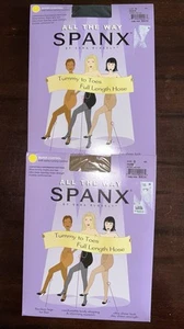 2 Spanx All The Way Bauch Zehen Full Length Hose Super Control Gr. D schwarz nude - Bild 1 von 2