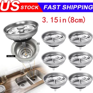 Stainless Steel Home Kitchen Sink Drain Stopper Basket Strainer Waste Plug Lot - Picture 1 of 21