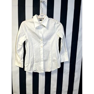 Camisa THEORY Calce Ajustado Algodón Popelina Elastizada Manga Larga Con Botones WHT M - Imagen 1 de 8