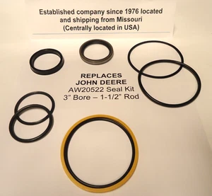 REPLACES JOHN DEERE AW20522 SEAL KIT - 3" BORE WITH 1-1/2" DIAMETER ROD -NOT OEM - Picture 1 of 3