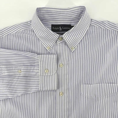 Camisa Ralph Lauren Calce Clásico Púrpura/Blanco Rayas Botones Para Hombre L Algodón Foto 1 de 4