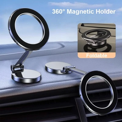 Universal 360 Rotatable Magnetic Car Phone Holder Dashboard Foldable Mount Stand - Image 1 of 4