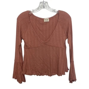 Peach Love California Bell Sleeve Top Womens Small Orange New WOT - Picture 1 of 6