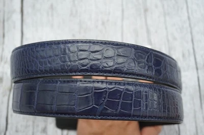 Blue Real Belly Crocodile Belt Skin Leather Men's W 1.3 inch #M67 - Image 1 of 4