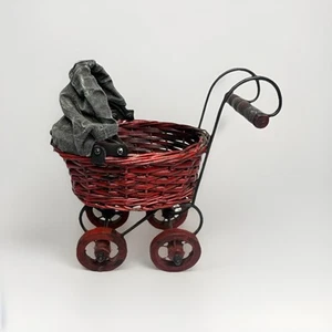 Vintage Wood Metal Ratan Baby Doll Buggy Carriage Stroller Pram Victorian Style - Picture 1 of 13