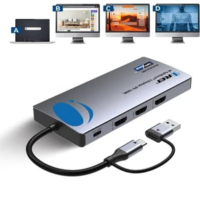 SplitExtend Laptop Docking Station 4K Triple Monitor Display - USB 3.0, Type-C - Afbeelding 1 van 7