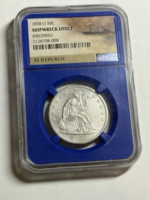 1858 O Shipwreck Effect Half Dollar SS Republic Inscribed Nice Detail - Image 1 of 4