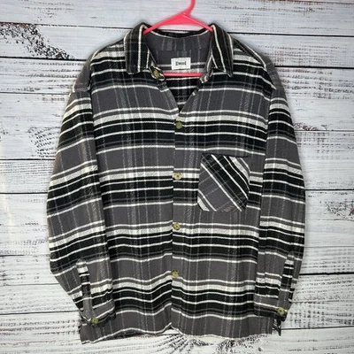 Elwood 90s Flannel Button Down Long Sleeve Shirt Gray Check Plaid Men’s Medium - Image 1 of 4