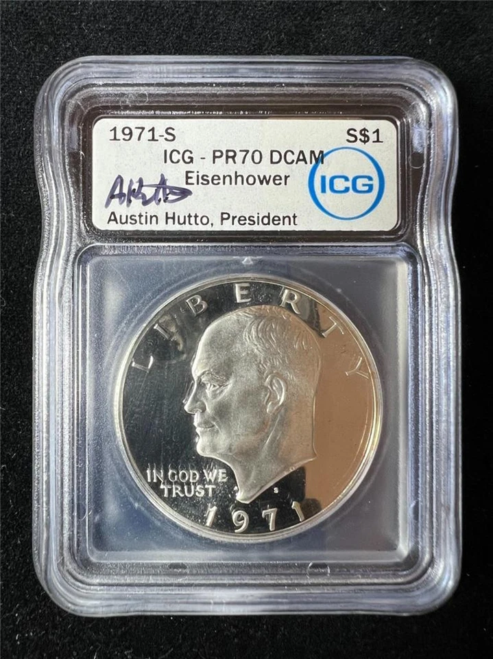 1971 S Eisenhower IKE SILVER $1 Dollar PR70 ULTRA CAMEO ICG UCAM DCAM PF70 3635 - Image 1 of 2