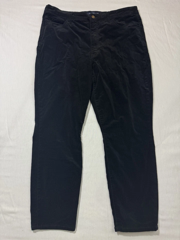 Calça skinny feminina Tommy Hilfiger preta veludo Tribeca tamanho 16 - Imagem 1 de 4