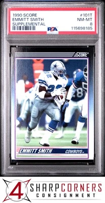 1990 puntuación suplementaria #101T Emmitt Smith RC Cowboys Hof PSA 8 Foto 1 de 2