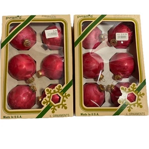 Rauch USA Pyramide Vintage Glas Weihnachtsschmuck rot 12er Set in Boxen - Bild 1 von 8