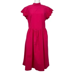 Vintage Impromptu hellrosa 80er Baumwolle hinten offen Midi A-Linie Kleid Gr. Medium - Bild 1 von 12