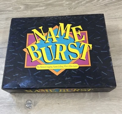 NAME BURST Vintage 1992 Famous Name Memory Board Game complete Original - Image 1 of 4
