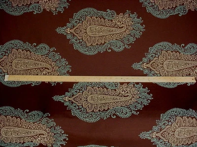 TELA DE TAPICERÍA BROCADO PAISLEY FLORAL ORO AZUL EGEO KRAVET 30079 14-1/2 AÑOS Foto 1 de 4