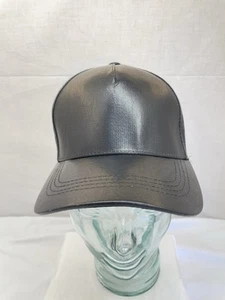 Olive & Pique Black Faux Leather Bryson Tiller Style Ajustable Cap Hat - Picture 1 of 9