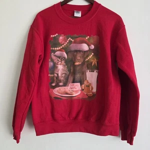 Sudadera de Navidad Talla Pequeña Perro y Gato Listo para Papá Noel Vacaciones Suéter Feo - Imagen 1 de 9