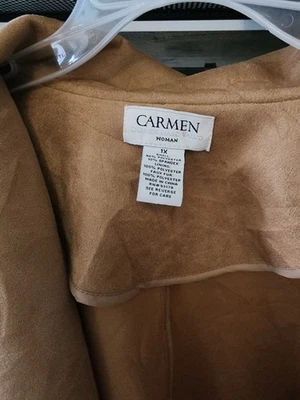 Cárdigan túnica puño piel sintética abierto Carmen Marc Valvo 1X Foto 1 de 2