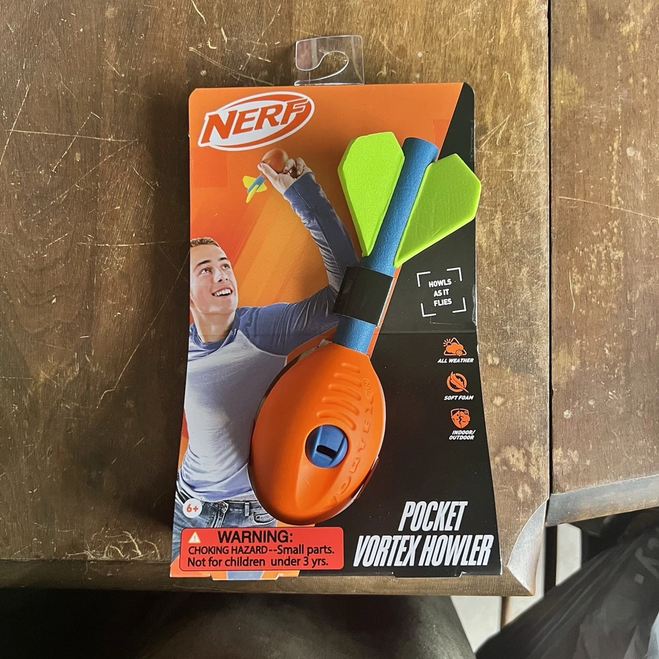 Nerf Vortex Aero Howler Soft Long Distance Foam Football Whistle Howl Blue Toy