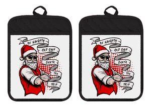 Pot Holders Oven Mitts Hot Pad Linen Towel Naughty Santa Gift Kitchen XDZ083DPH - Picture 1 of 14