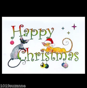 NEW PACK OF 6 DEVON REX CAT PAINTING HANDMADE CHRISTMAS CARDS SUZANNE LE GOOD - Picture 1 of 1