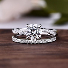 7mm Vintage Style 1.25ct Round Brilliant cut Cubic Diamond Bridal Stacking Ring