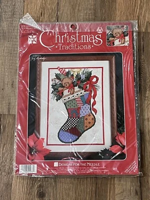 Designs For The Needle Christmas Traditions 1978 Victorian Bear Stocking Stitch - Image 1 of 4